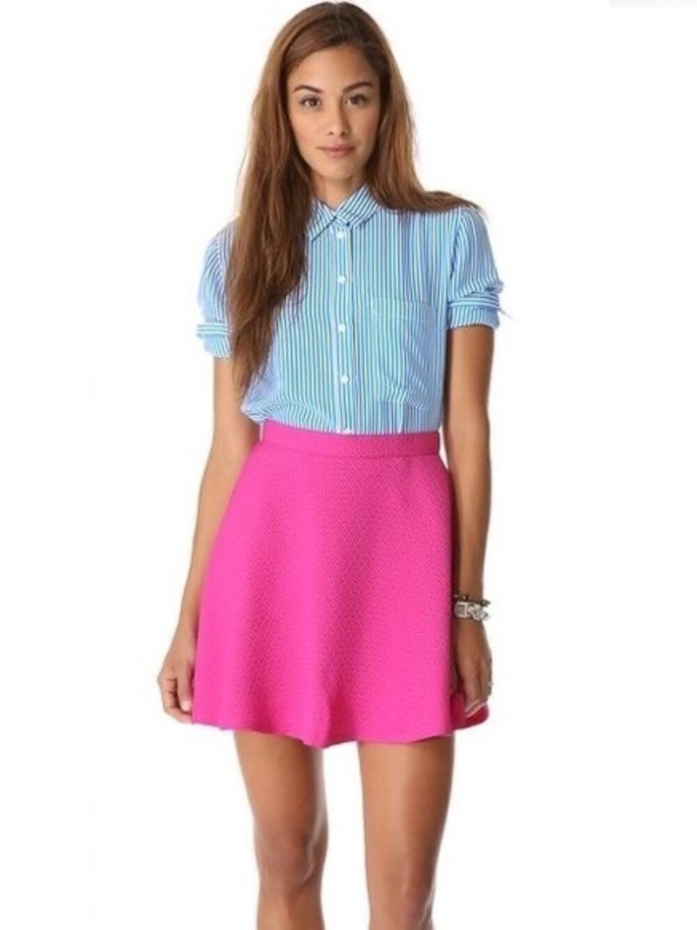 NWT Club Monaco Ellma A Line Skater Indie Mini Skirt Barbie Pink Coquette 4 S